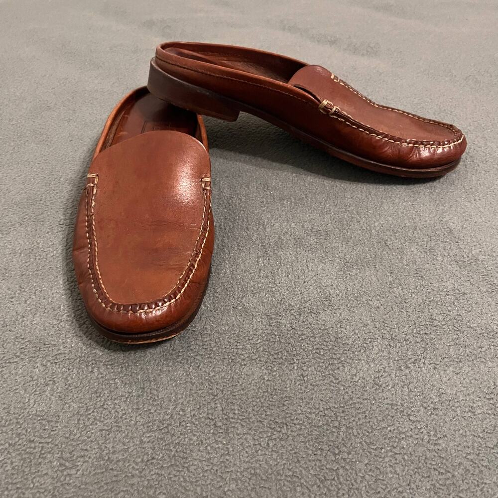 Cole Haan Country Mules Women Sz 8.5 AA Brown Leather Slip On Loafers Minimalist